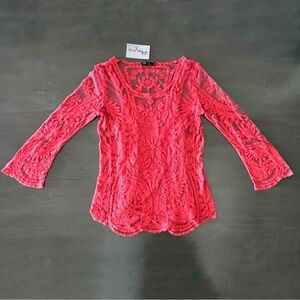 NEW Reyna Salmon Sheer Top fits size small